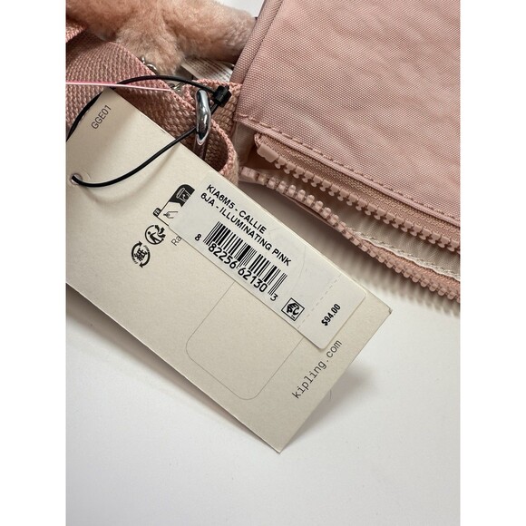 Kipling Callie Crossbody Bag W/Leslie Monkey Keychain In Illuminating Pink New - Picture 5 of 6